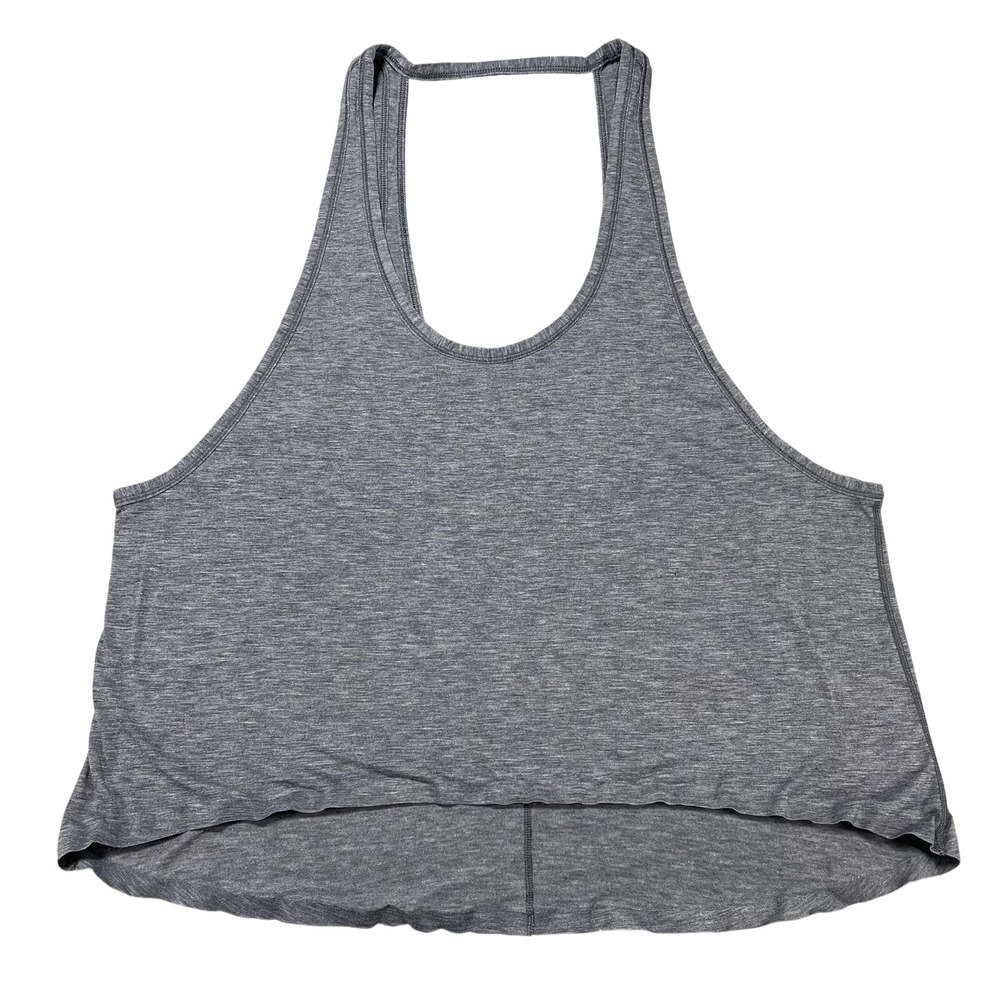 Lululemon Tank Top Womens Large Gray Cropped Scoop Neck Racerback Yoga Gym‎